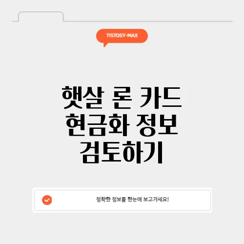 햇살 론 카드 현금화 정보 검토하기