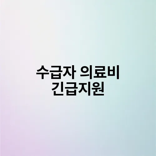 수급자 의료비 긴급지원