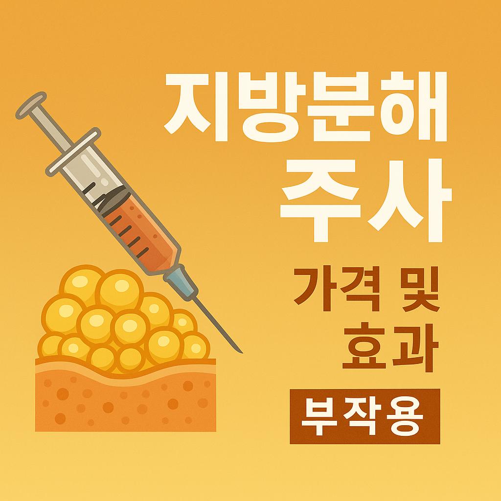지방분해 주사의 가격과 효과, 부작용 정보를 의료 심볼과 함께 표현한 대표 이미지