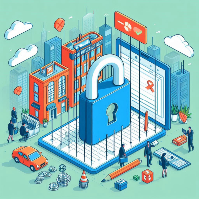 건물과 도시에서의 보안 및 잠금 시스템을 나타내는 이미지.