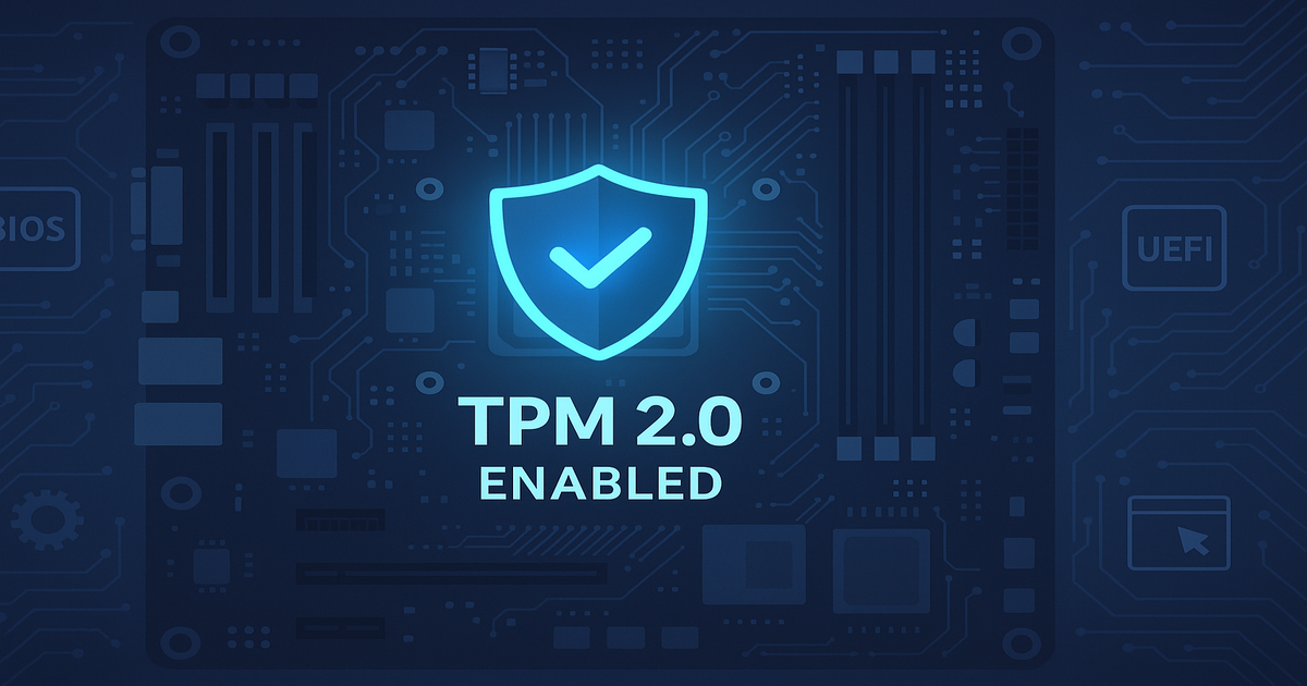 Windows PC BIOS에서 TPM 2.0 보안 프로세서를 활성화하는 설정 화면 일러스트