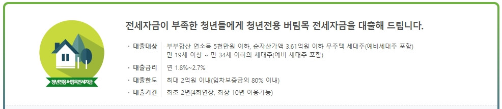 청년전용 버팀목 전세자금대출 요약