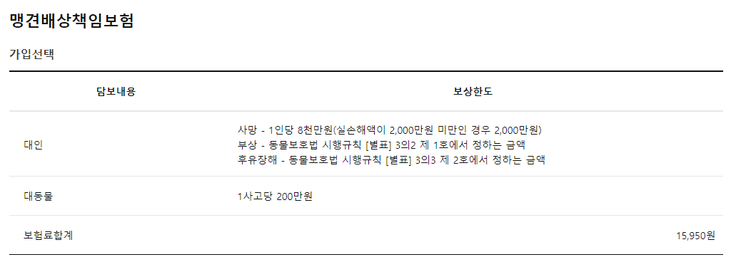 맹견배상책임보험 특약내용