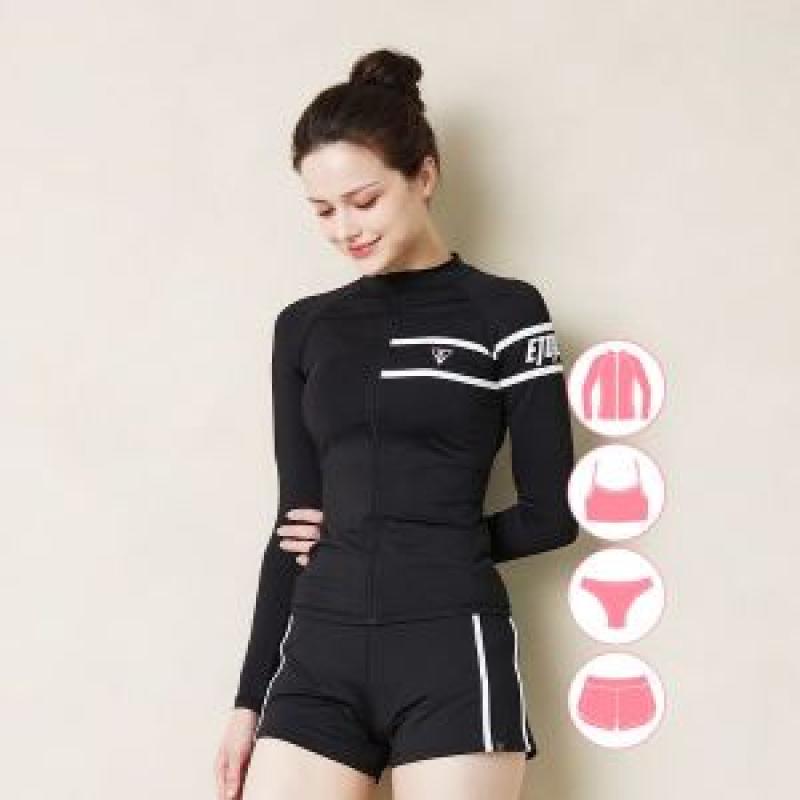 베이직엘르 여성인 집업 래쉬가드 세트 체형커버 수영복 비치웨어 BEL-T207K