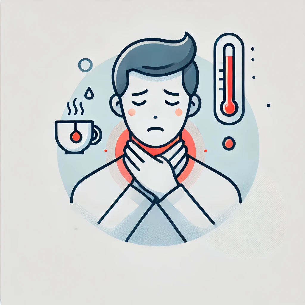 목감기걸린 사람을 표현한 사진