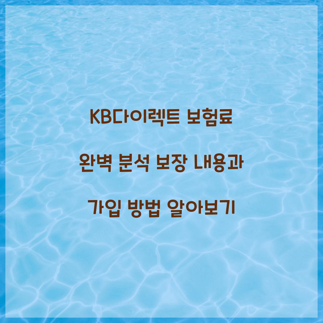KB다이렉트 보험료