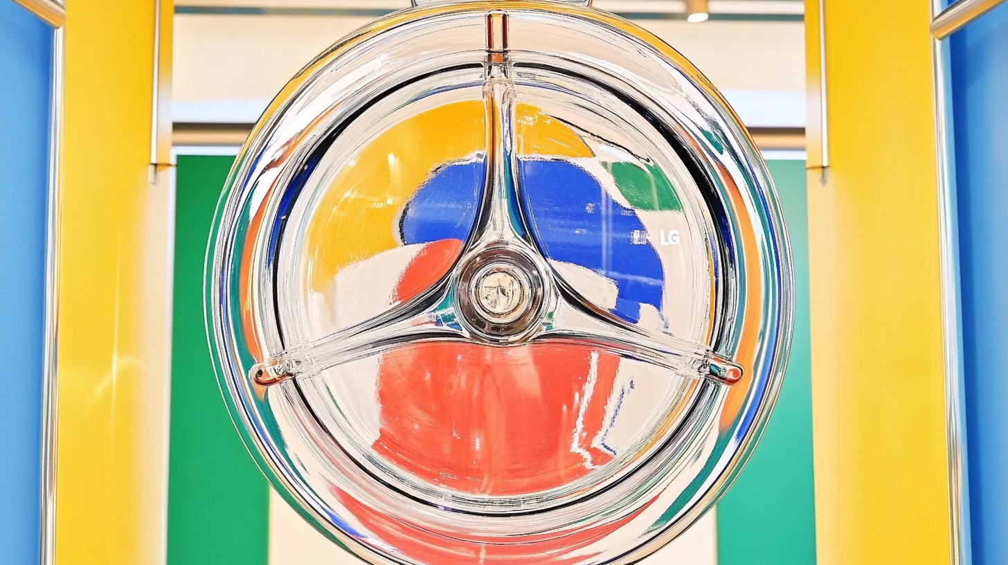 최신 기술이 적용된 AI DD 모터와 스팀 기능을 강조한 LG 오브제컬렉션 세탁기 드럼의 클로즈업 이미지