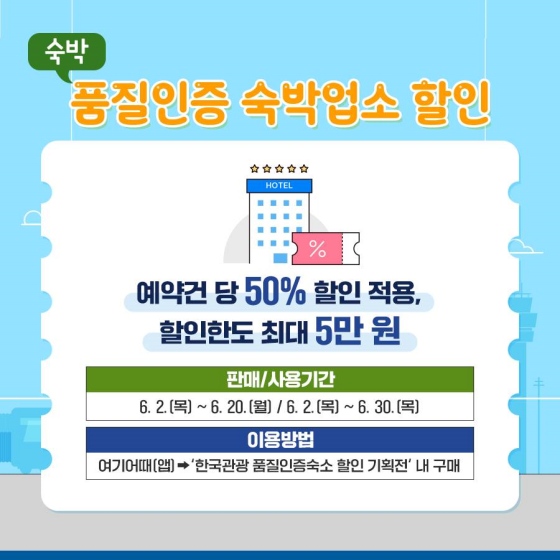 6월은 여행가는 달, 품질인증 숙박업소 할인
