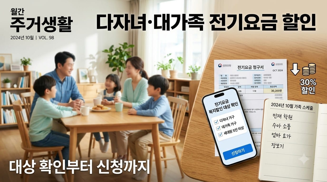 다자녀&middot;대가족 전기요금 복지할인 대상과 신청 방법을 확인하는 가정