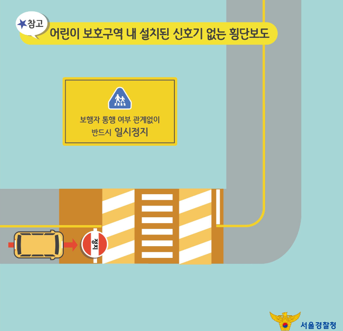 신호등이 없는 어린이 보호구역내 횡단보도