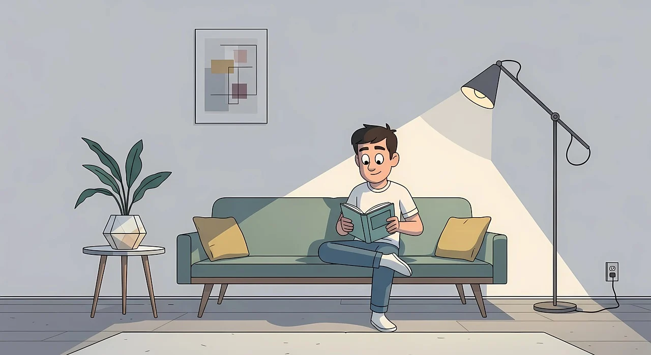 집중하며 책 읽는 남성