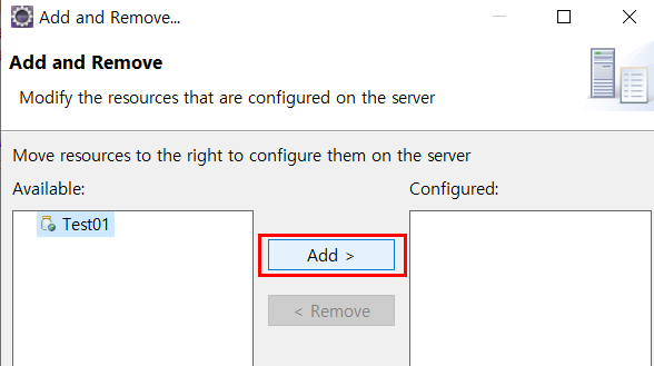 Tomcat 서버에 실행할 모듈 추가