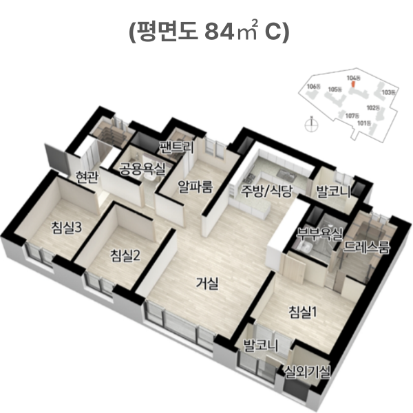 두산위브 더센트럴 도화 평면도