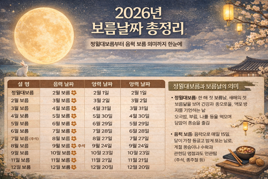 2026년 보름날짜 정리 한눈에 보는 정월대보름 완벽 가이드