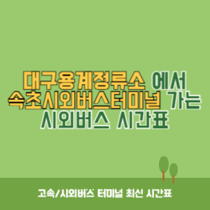 대구용계정류소에서 속초시외버스터미널 가는 시외버스 시간표 최신정보