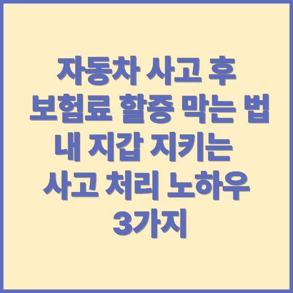 자동차 사고 후 보험료 할증 막는 법 내 지갑 지키는 사고 처리 노하우 3가지
