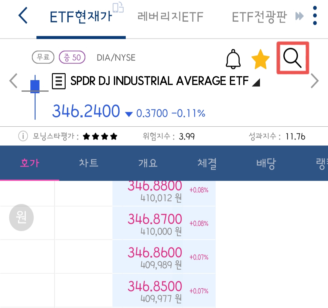 미국 월배당ETF DIA 검색하기