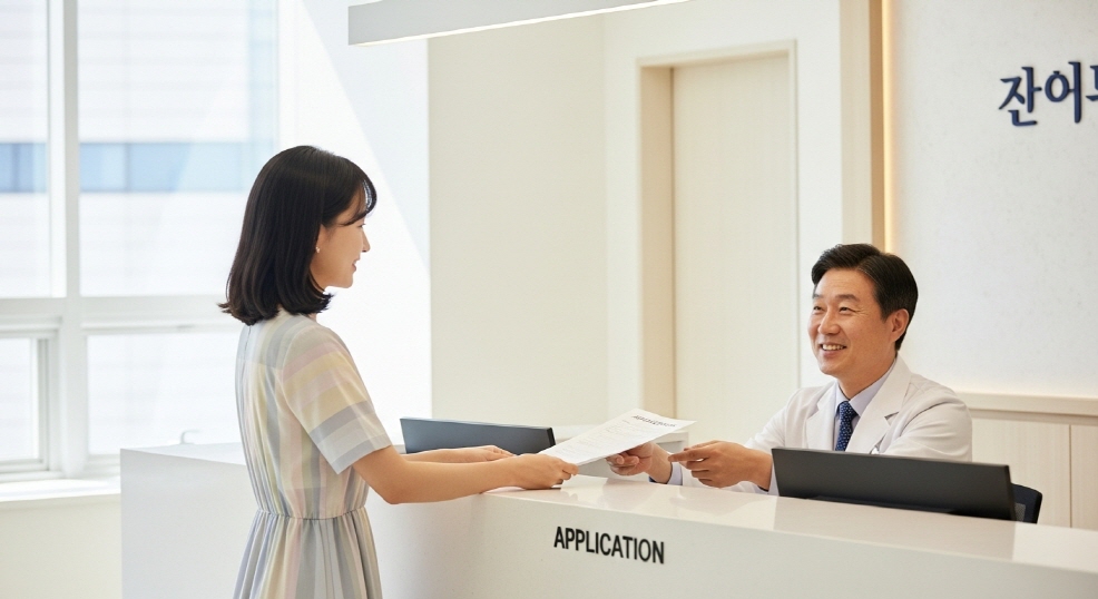 신청의 순간 창구 여성