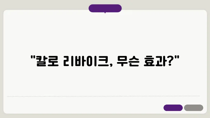 칼로 리바이크 전신 칼로리 소모 세션