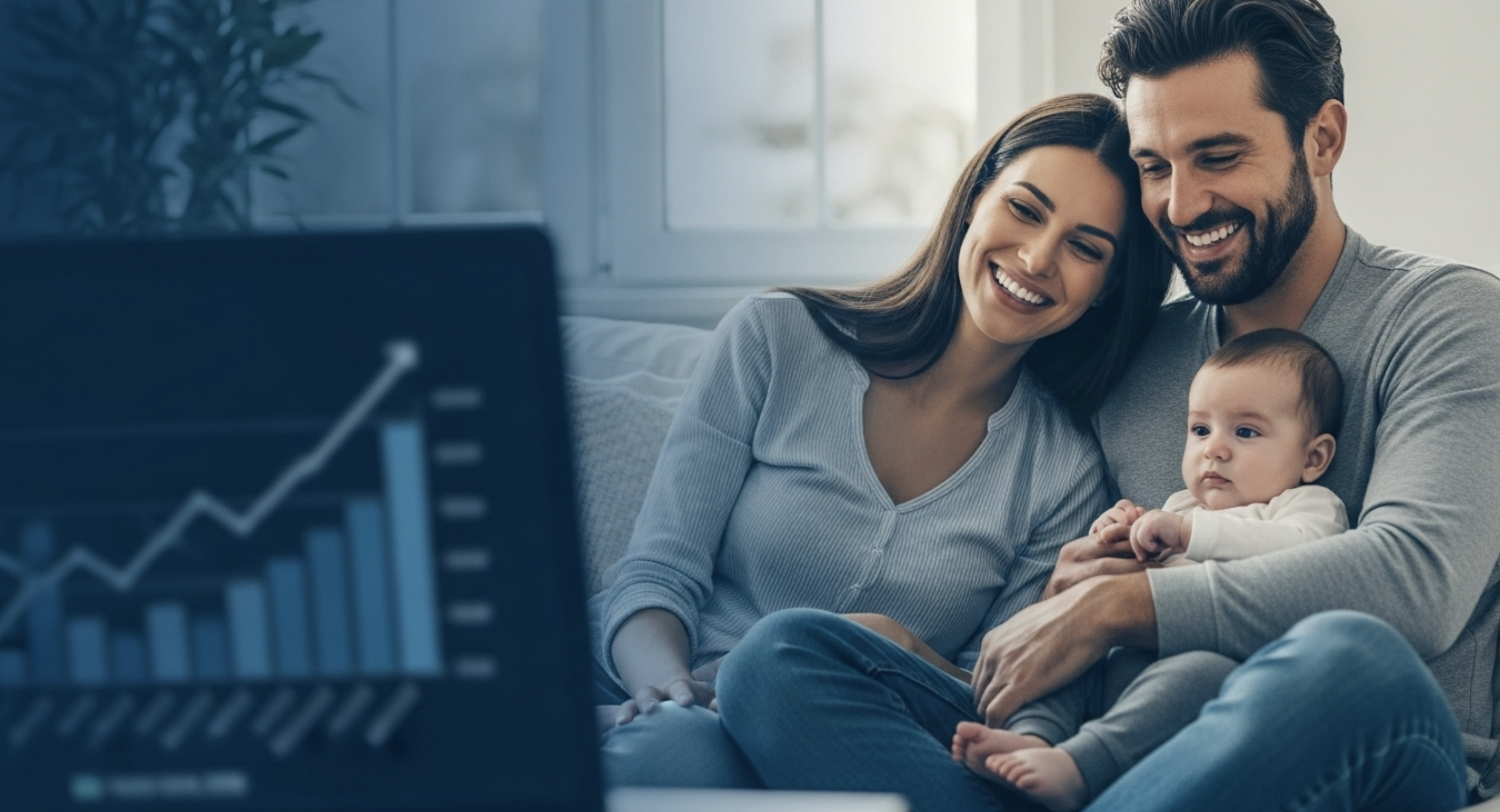 육아 휴직 중 행복한 시간을 보내고 있는 부부