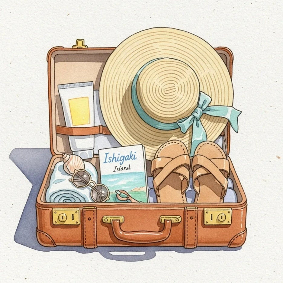 이시가키 여행 준비물 챙겨 넣은 가방
