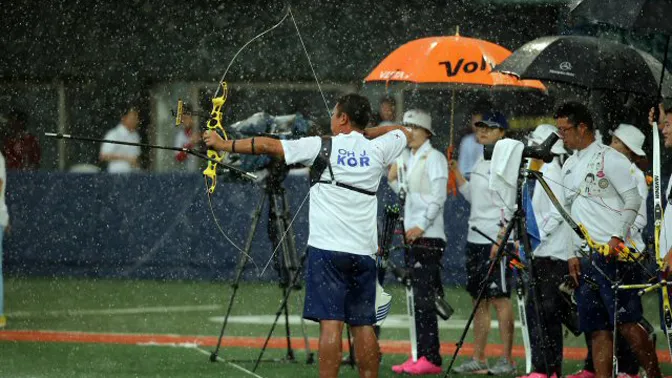 양궁-경기중-폭우