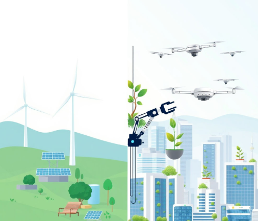 전통 환경기술 vs AI 환경기술 이미지