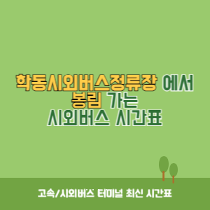 학동시외버스정류장에서 봉림 가는 시외버스 시간표 최신정보