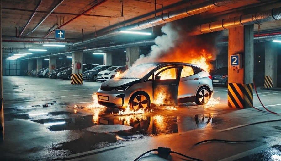 지하주차장 전기자동차 충전중 화재