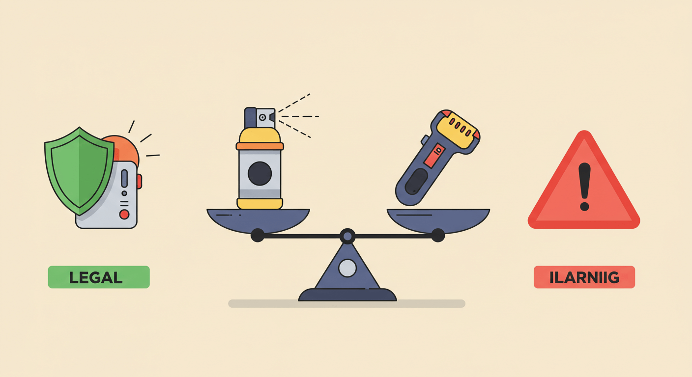 호신템 법적 허용 범위 비교 (사용 가능 범위, 처벌 여부)