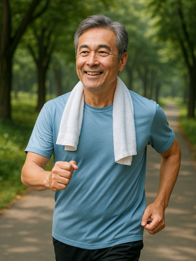 가벼운 산책 중인 중년 남성