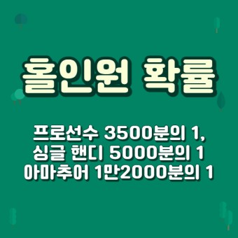 홀인원은 평생 한번하면 대박