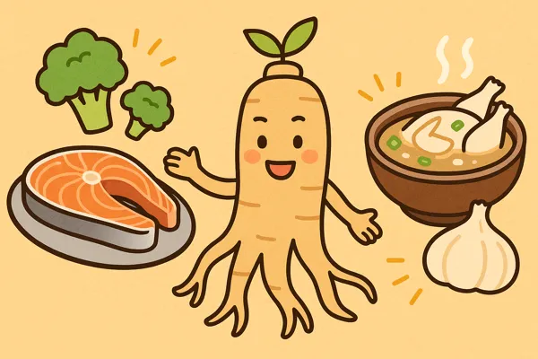 황기와 어울리는 음식 만화 표현