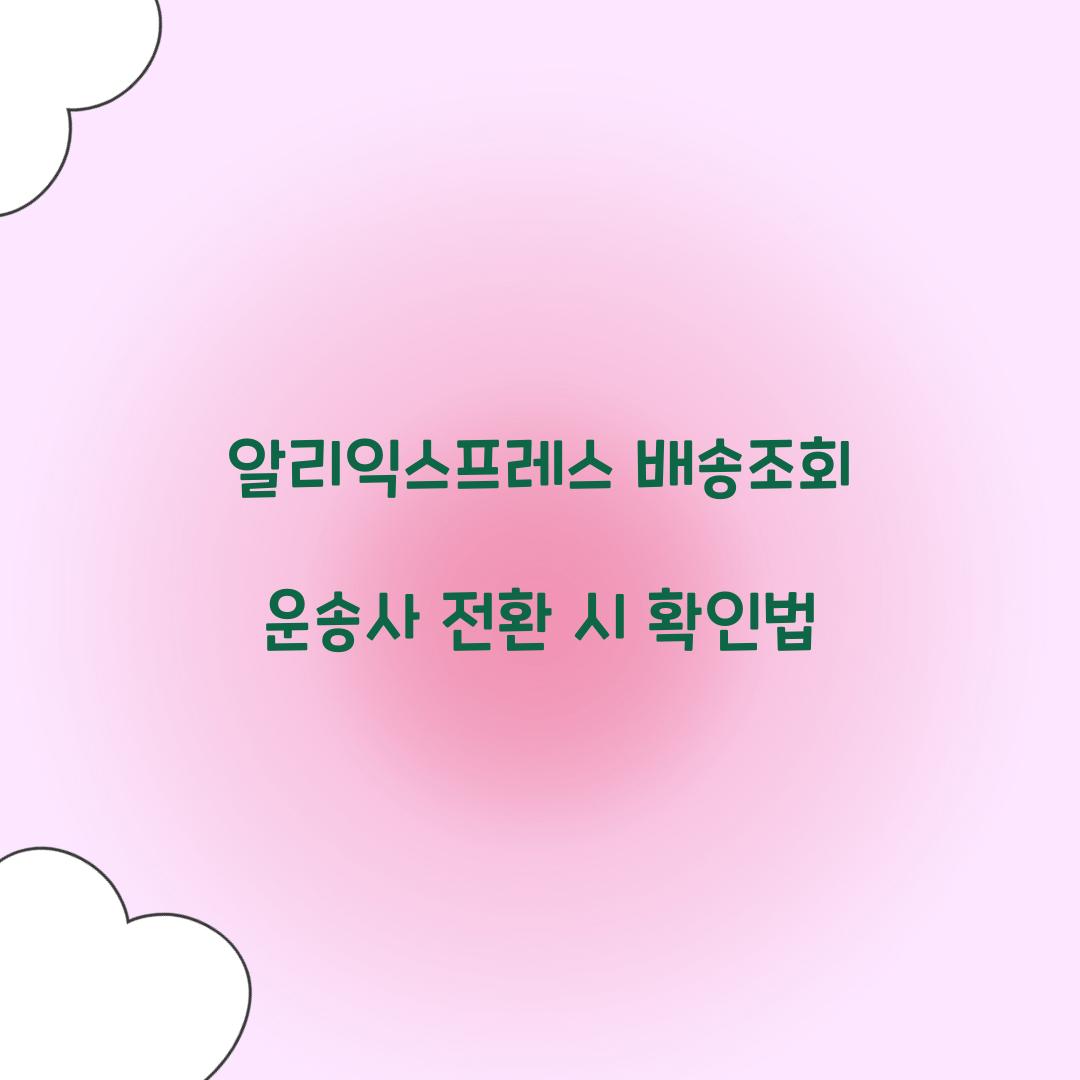 알리익스프레스 배송조회 운송사 전환 시 확인법 