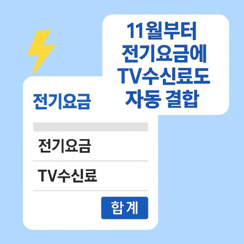 “2025년 11월부터 전기요금과 함께 부과되는 KBS TV수신료 안내 문자”