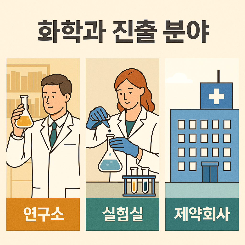 연구소, 실험실, 제약회사 진로를 설명하는 한국어 정보 이미지