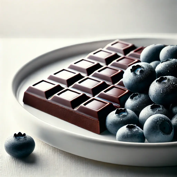 스트레스 해소에 좋은 다크 초콜릿과 블루베리 클로즈업