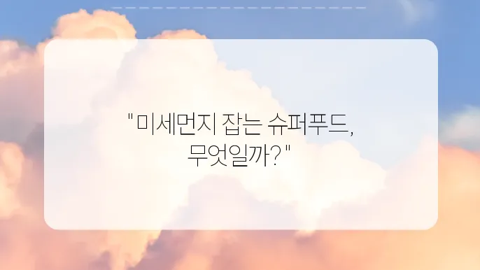 미세먼지를 대응하기 위해 먹으면 좋은 음식