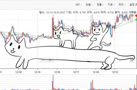 고양이 가족 모양으로 완성된 주식 차트, 한국 투자자들의 차티스트 밈 문화와 차트 예술 사례