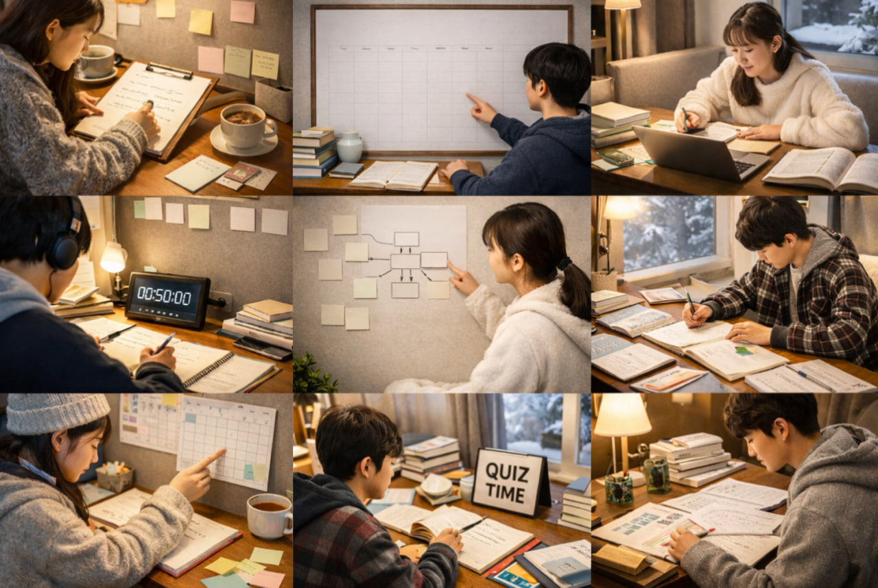 겨울방학 공부 모습 이미지