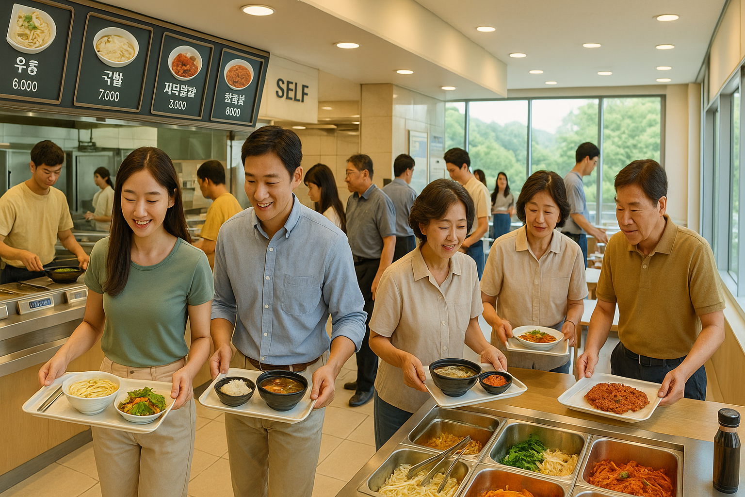 고속도로 휴게소 식당의 손님들