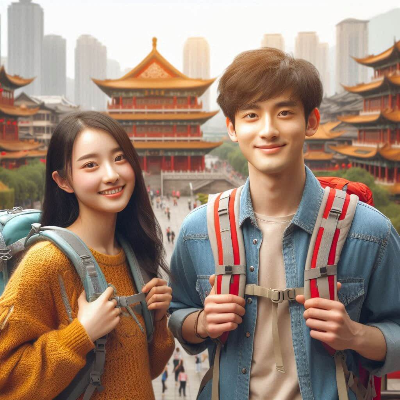 중국 여행 하는 대학생 이미지