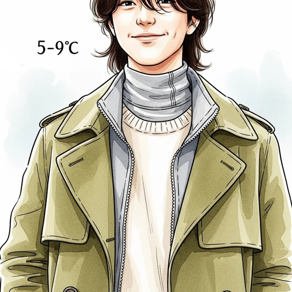 5~9도 날씨에 따뜻하게 입은 상의 레이어드 코디.