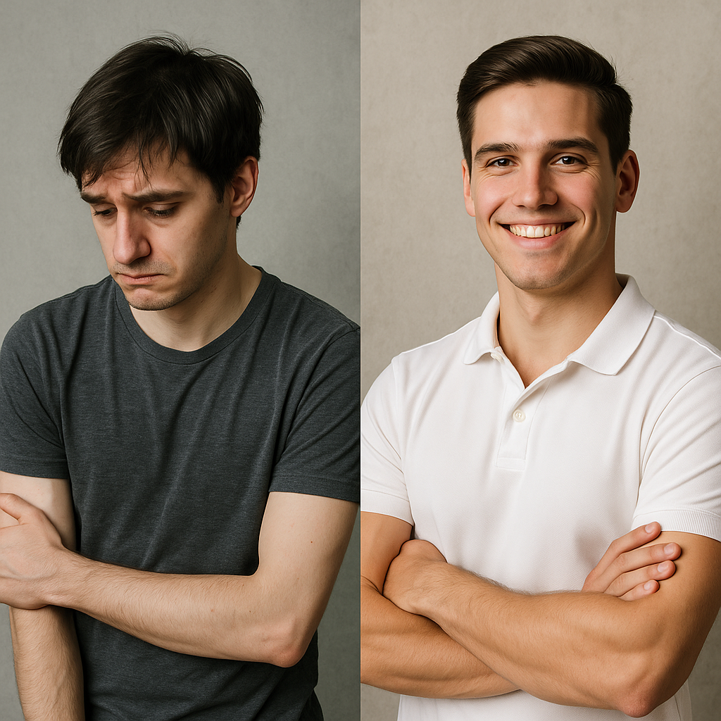 자존감이 낮은 청년과 자존감이 높은 청년의 대조적인 모습