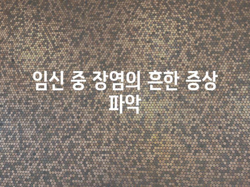 임신 중 장염의 흔한 증상 파악