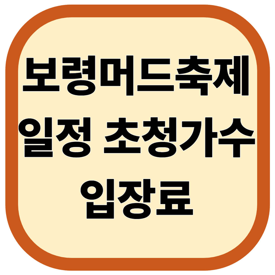 보령머드축제 일정 초청가수 입장료