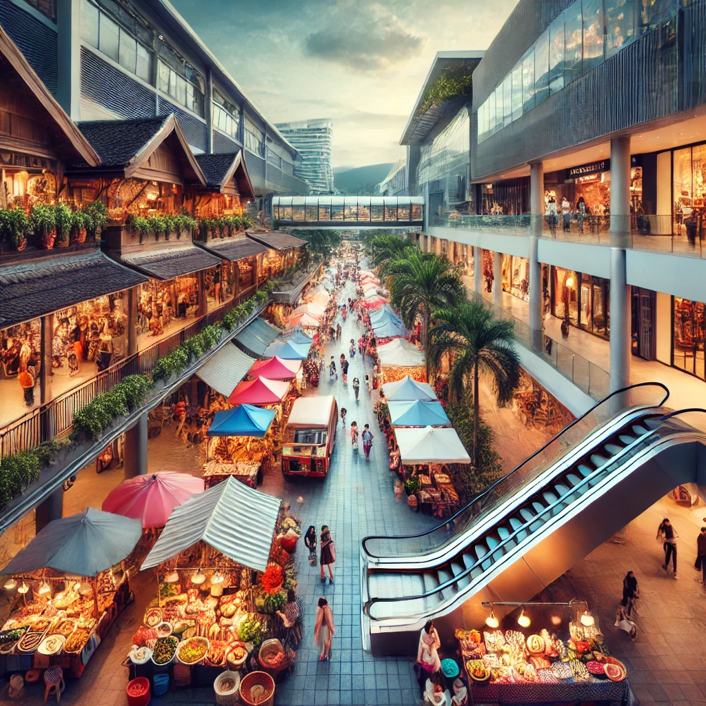 치앙마이의 다양한 쇼핑 장소 (전통시장과 현대식 쇼핑센터)