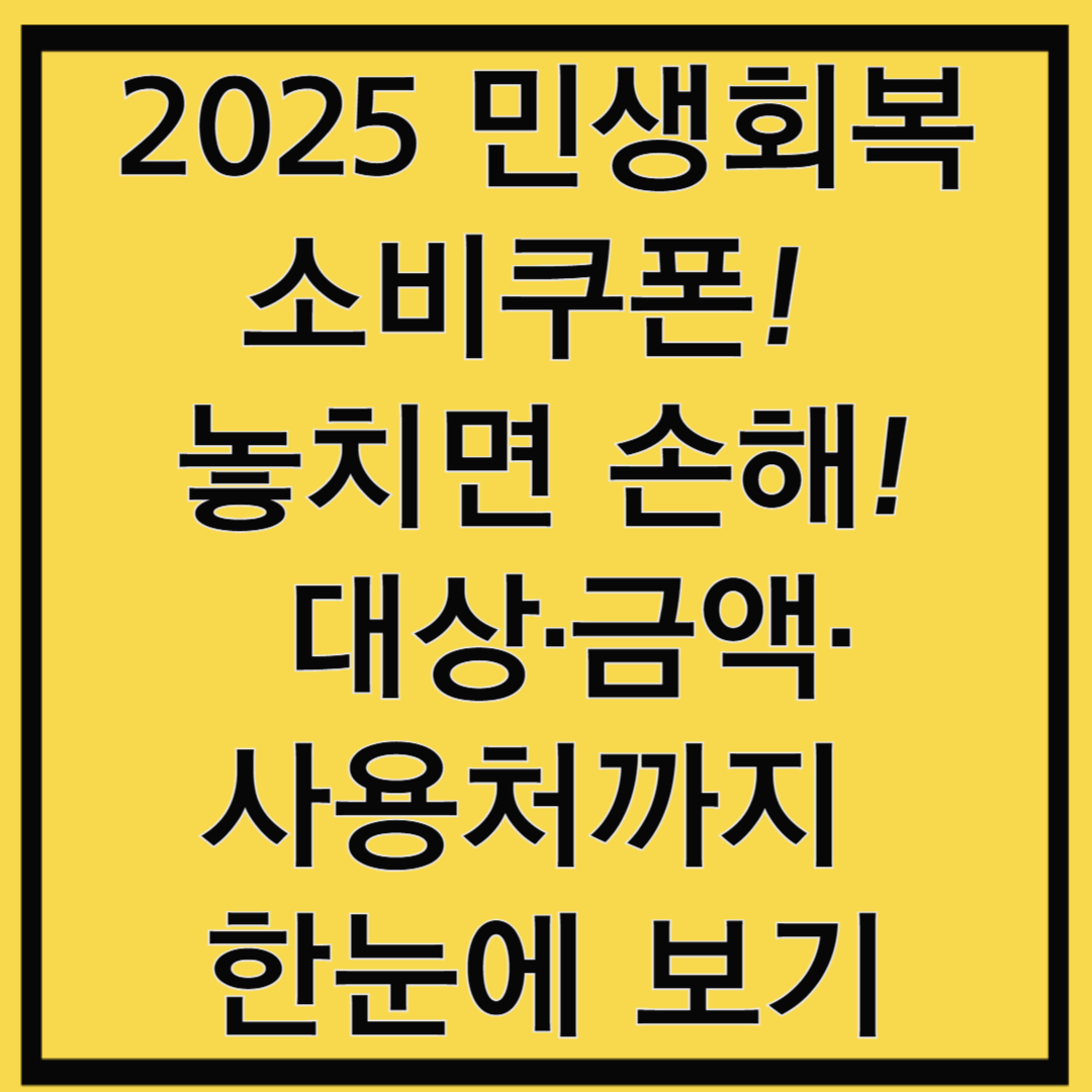 2025 민생회복 소비쿠폰! 놓치면 손해! 대상·금액·사용처까지 한눈에 보기