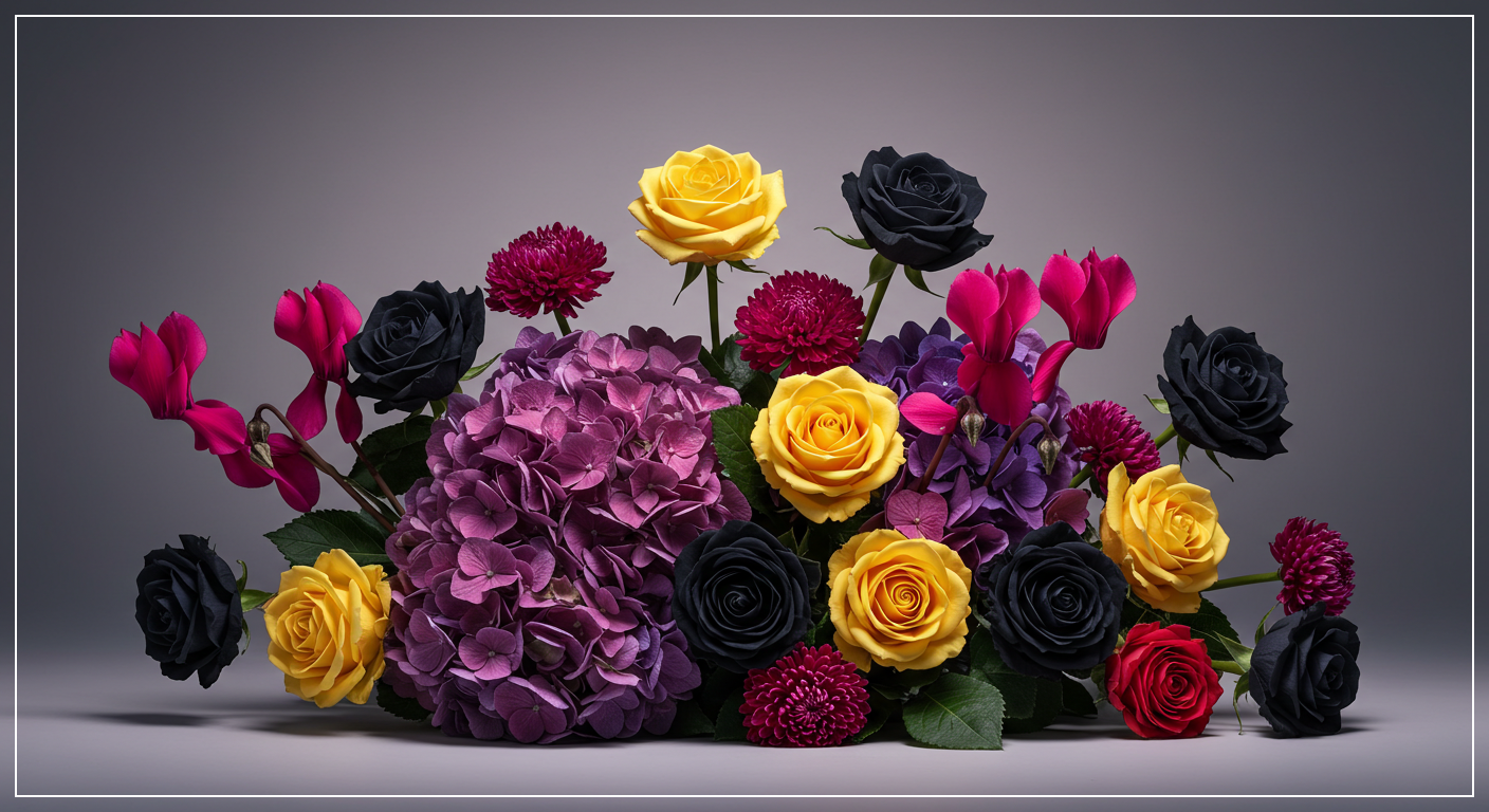 일반적인-장미-그리고-수국-다양한-꽃들