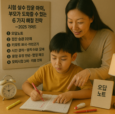시험 실수 잦은 아이, 부모가 도와줄 수 있는 6가지 해결 전략 – 2025 가이드